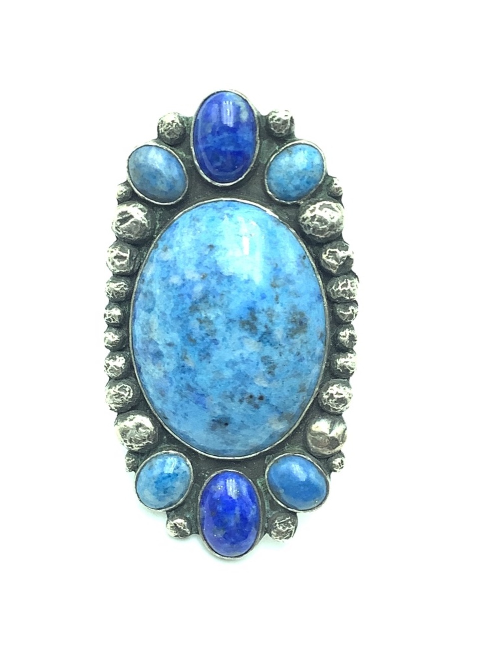 PCS Sterling Silver Large Oval Lapis Ring Size: 11